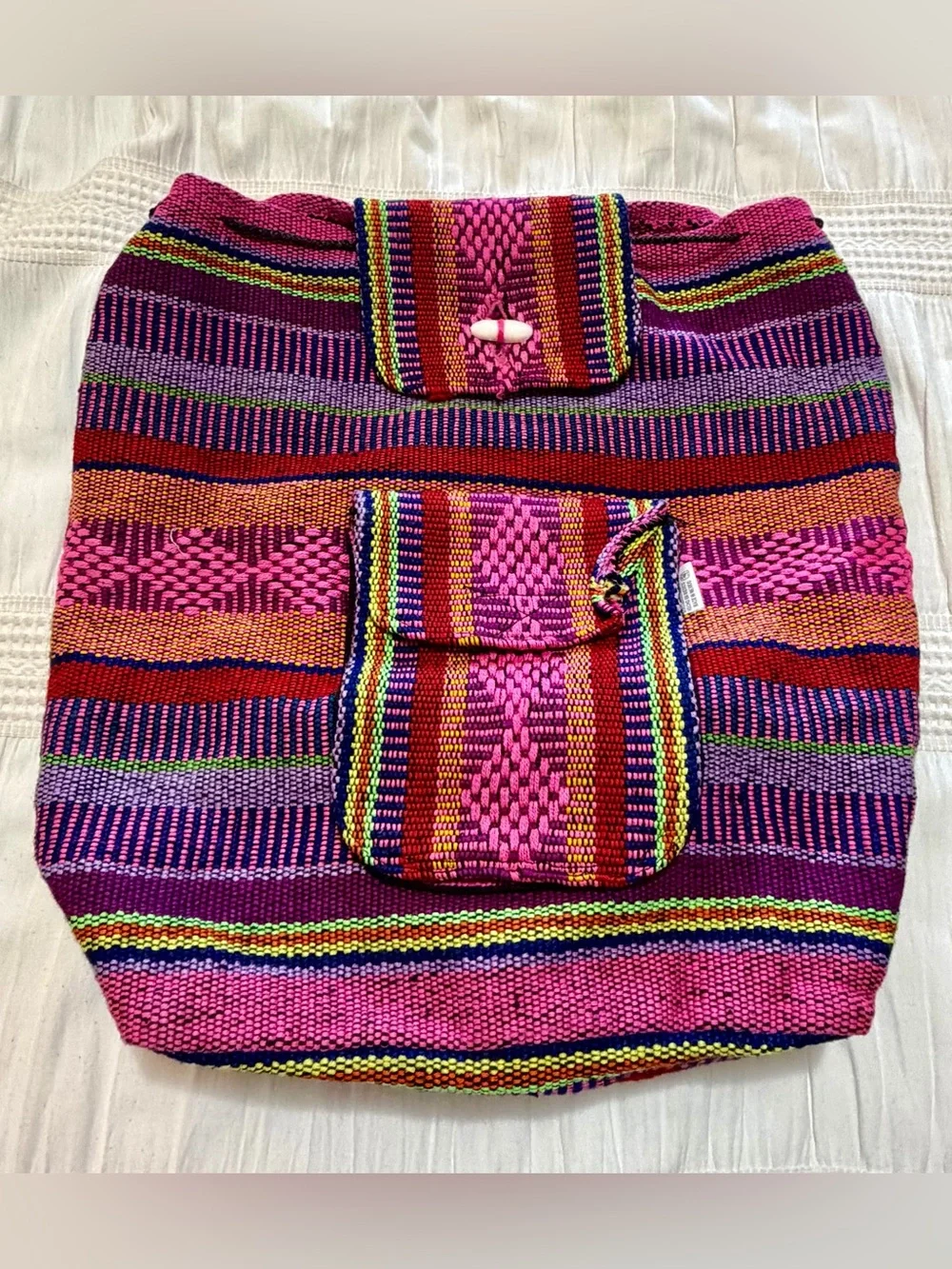 Artesanias Pinzon Backpack Mexican Woven Drawstring Unisex Boho Bag Satchel
